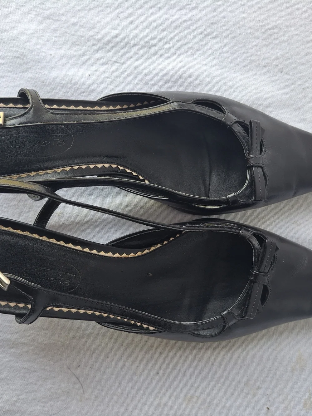 Talbots Black Slingback Heels with Bow Accent